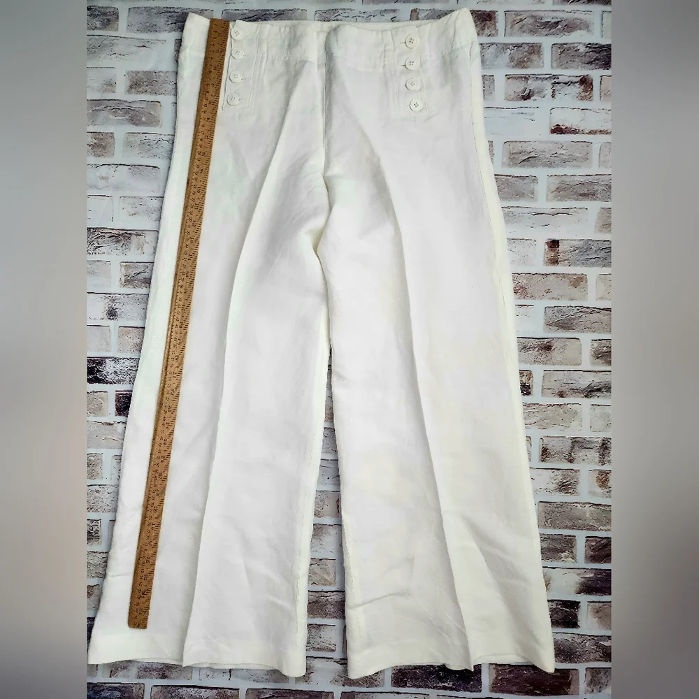 Larry Levine Cream Wide Leg Pants - Picture 3 of 5